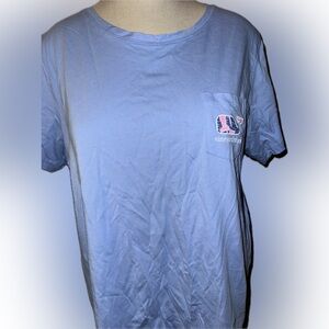 Vineyard Vines Light Blue Tee with Pink Logo